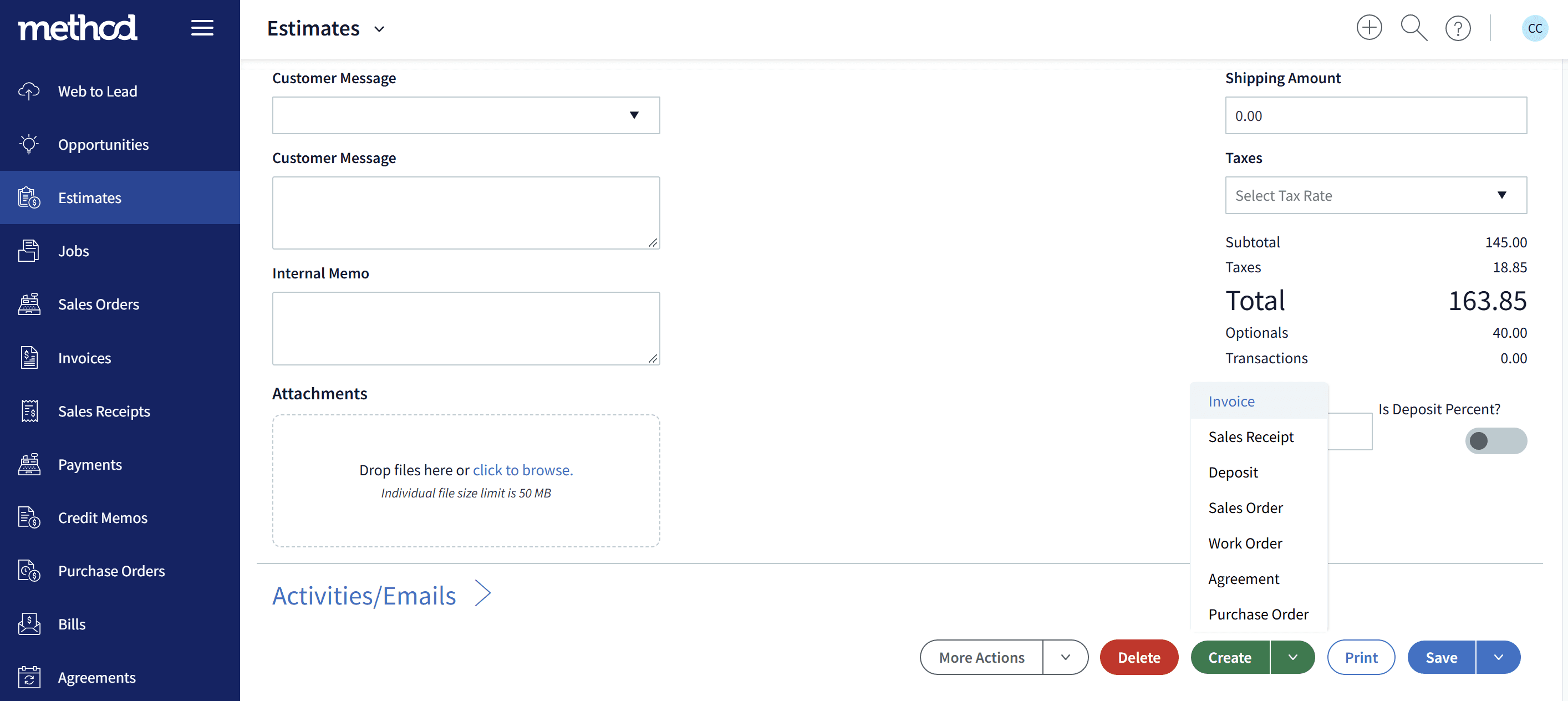 Estimates screen 3