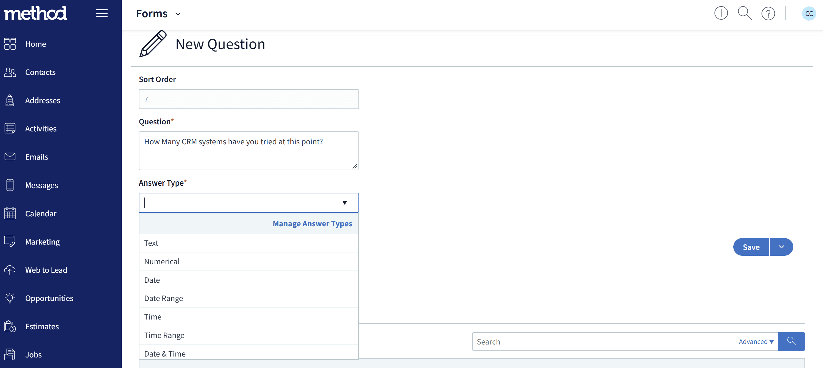 Forms screen 3