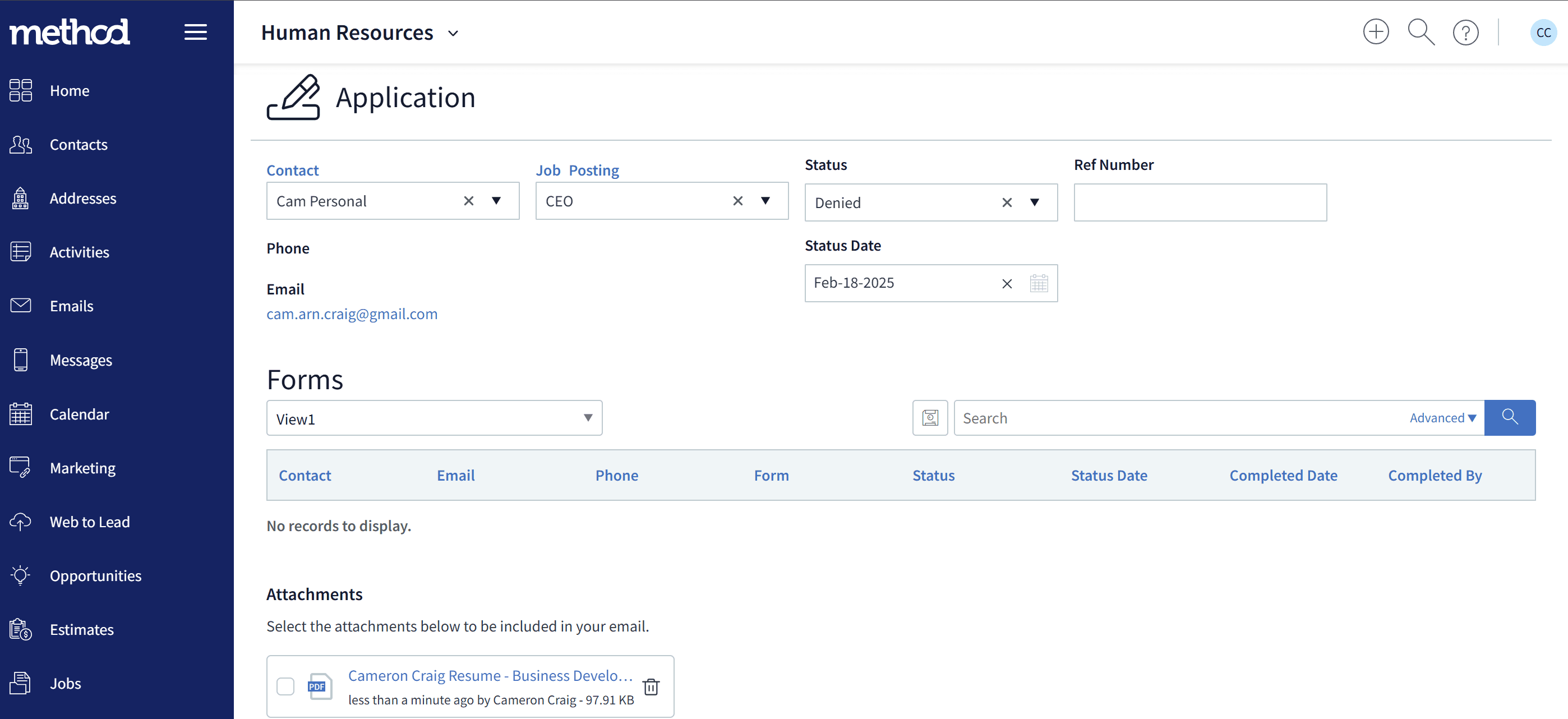 HumanResources screen 3
