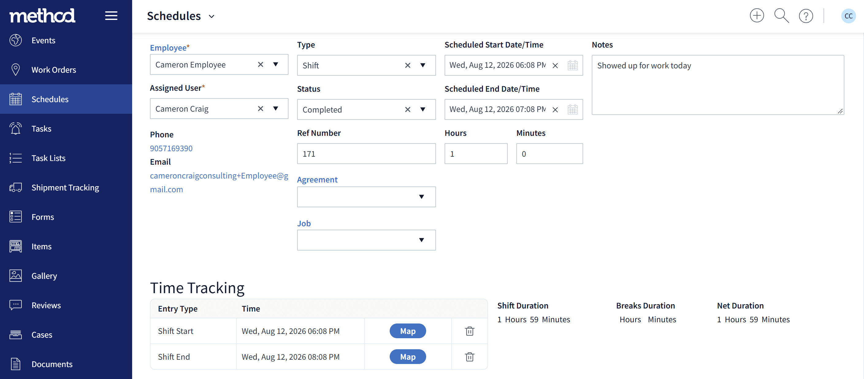 Scheduling screen 2