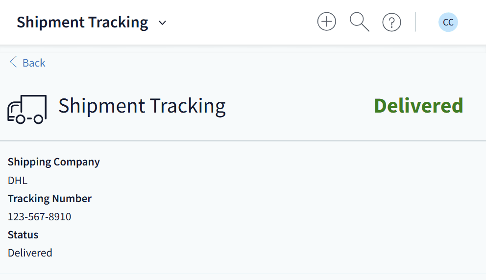 ShipmentTracking screen 2